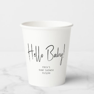 Simple Modern Neutral Hello Baby! Baby Shower Paper Cups