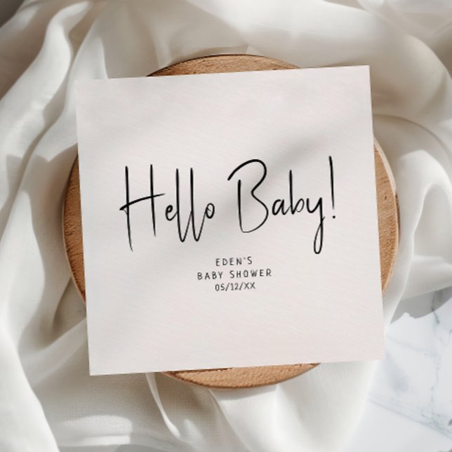 Simple Modern Neutral Hello Baby Shower Napkins (Creator Uploaded)