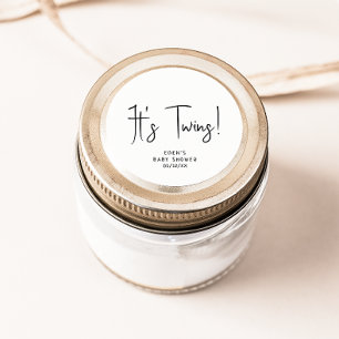Simple Modern Neutral It's Twins Baby Shower Favou Classic Round Sticker