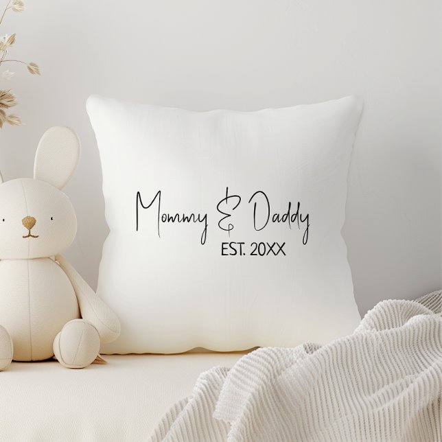 Simple Modern Neutral Mummy & Daddy Est Cushion (Creator Uploaded)