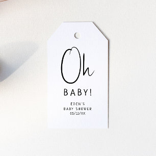 Simple Modern Neutral Oh Baby! Baby Shower Gift Tags