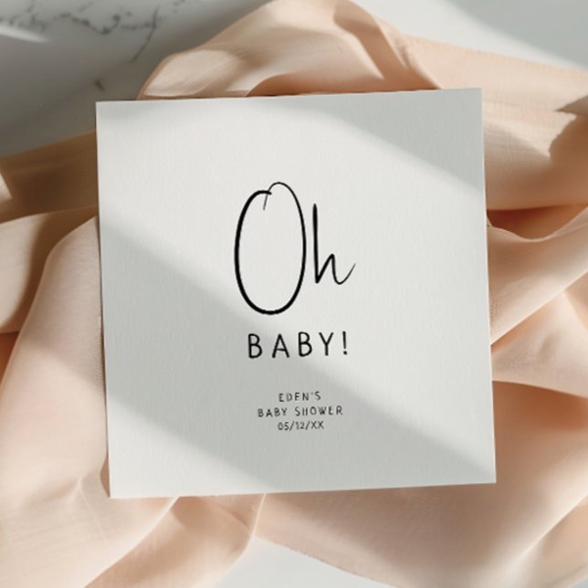 Simple Modern Neutral Oh Baby Shower Napkins (Creator Uploaded)