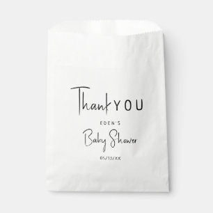 Simple Modern Neutral Shower With Name Thank You Favour Bags