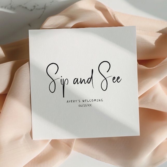 Simple Modern Neutral Sip And See Napkins (Creator Uploaded)