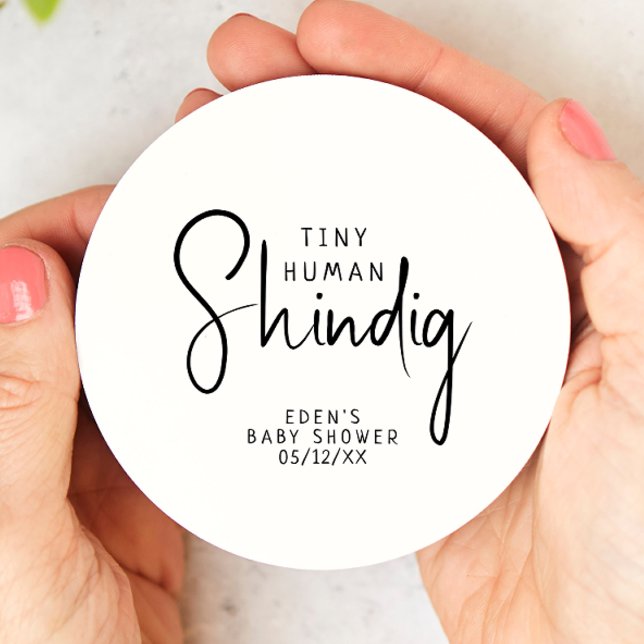 Simple Modern Neutral Tiny Human Shindig Round Paper Coaster (Creator Uploaded)