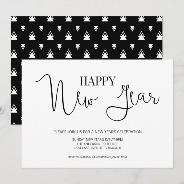 Simple Modern New Year's Eve Party Invitation Card (Front/Back)