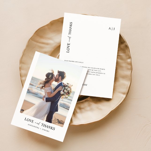 Simple Modern Newlyweds Wedding Photo Thank You Card (Creator Uploaded)