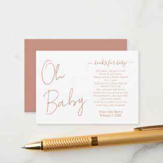 Simple Modern Oh Baby Blush Rose Baby Shower Enclosure Card