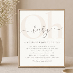 Simple Modern Oh Baby Shower Message From The Bump Poster