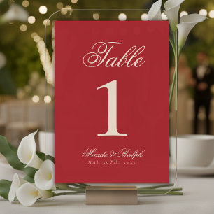 Simple Modern Old Money Cranberry Wedding Table Number