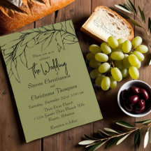 Simple Modern Olive Green Olive Branch Wedding