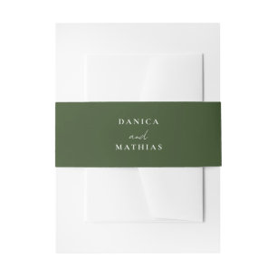 Simple Modern Olive Green Wedding Invitation Belly Band