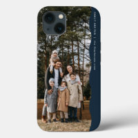 Simple modern one photo wavy edge cool navy blue