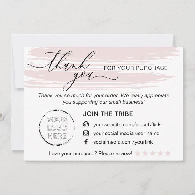 Simple Modern Online Shop Purchase Small Business Thank You Card (Front)