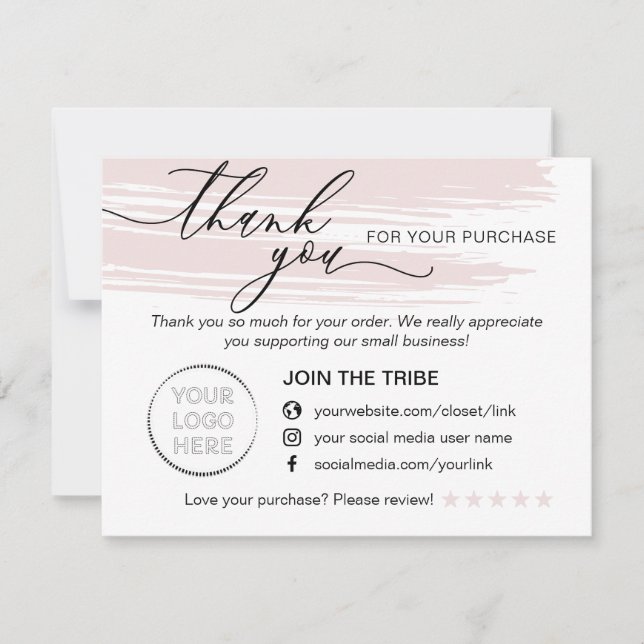 Simple Modern Online Store Purchase Small Business Thank You Card (Front)