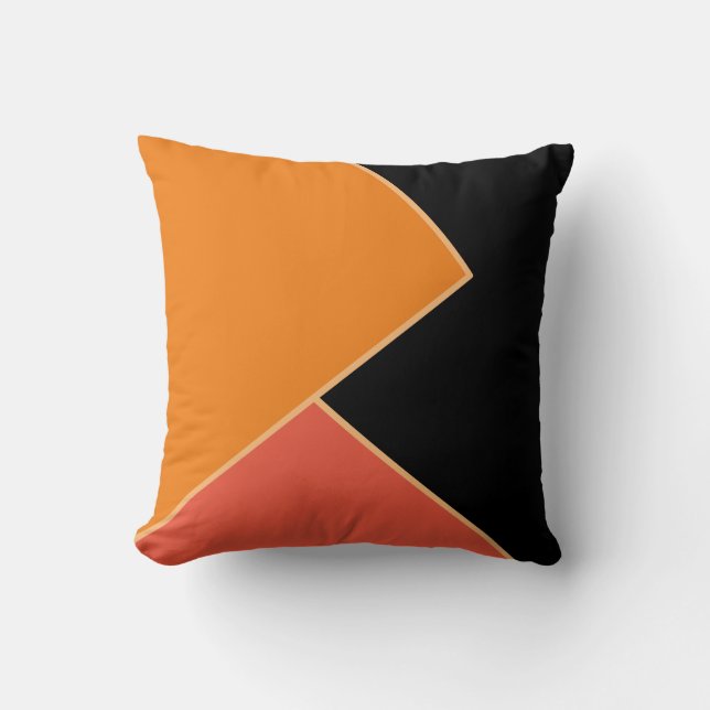Simple Modern Orange Black and White Cushion (Front)