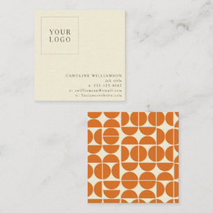Simple Modern Orange Geometric Your Logo Custom Square Business Card