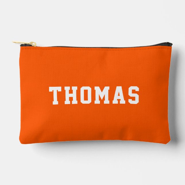 Simple Modern Orange Personalised  Accessory Pouch (Front)