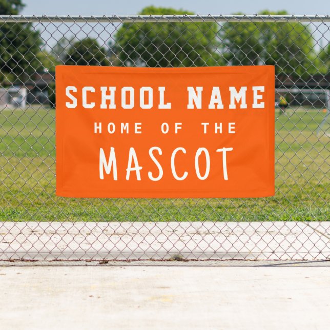 Simple Modern Orange School Home of the Mascot Banner (Insitu)