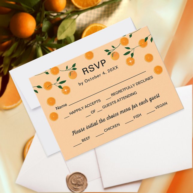 Simple Modern Orange Theme Cute Citrus Baby Shower RSVP Card (Creator Uploaded)