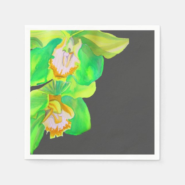 Simple modern orchid watercolor art floral napkin (Front)