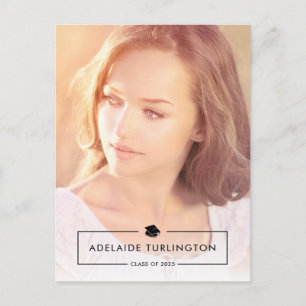 Simple Modern Overlay Full Photo Graduation Postcard