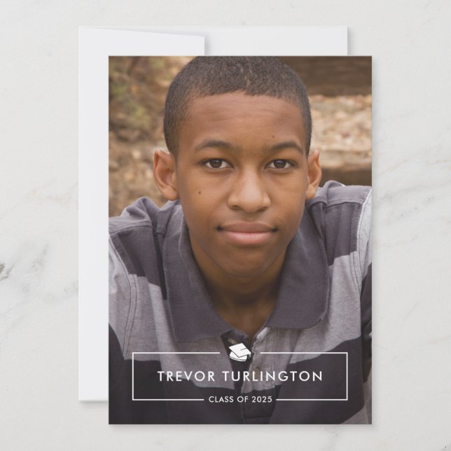 Simple & Modern Overlay Photo Graduation Party Invitation (Front)