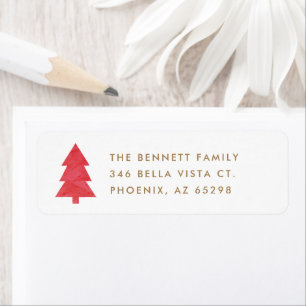 Simple Modern Paper Christmas Tree Return Address