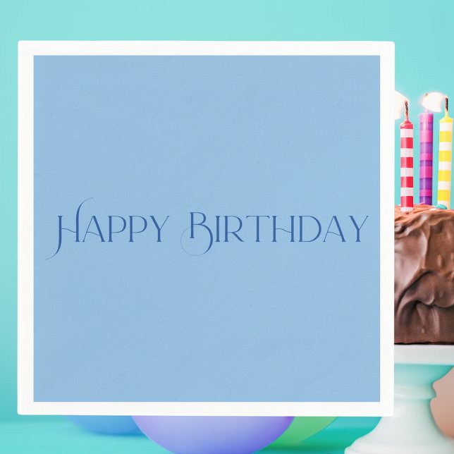 Simple Modern Pastel Light Blue Happy Birthday Napkin (Creator Uploaded)