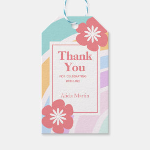 Simple Modern Pastel Rainbow Flower Thank You Gift Tags