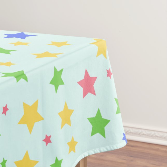 Simple Modern Pastel Star colourful birthday party Tablecloth (In Situ)