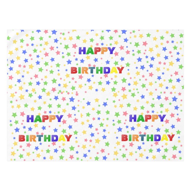 Simple Modern Pastel Star colourful birthday party Tablecloth (Front (Horizontal))