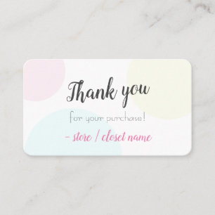 Simple Modern Pastel Thank you For Your Purchase Business Card