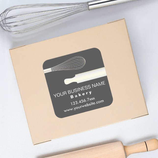 Simple Modern Pastry Bakery Packaging Square Sticker (Creator Uploaded)