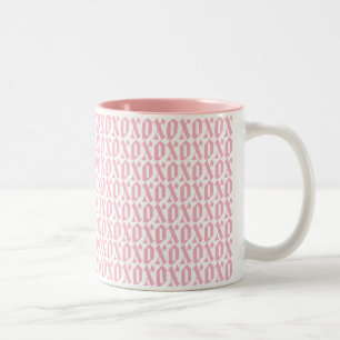 Simple Modern Pattern XOXO Valentine's Day Love Two-Tone Coffee Mug