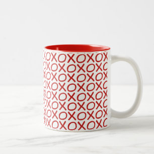 Simple Modern Pattern XOXO Valentine's Day Love Two-Tone Coffee Mug