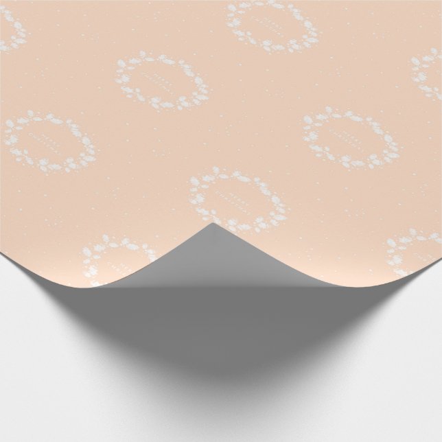 Simple Modern Peach/Apricot Christmas Holly Wreath Wrapping Paper (Corner)