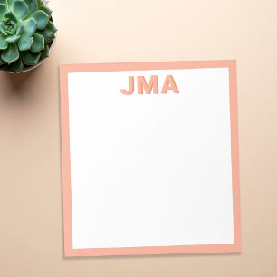 Simple Modern Peach Monogram Notepad