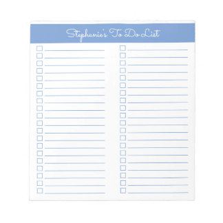 Simple Modern Periwinkle Blue Two Column Checklist Notepad