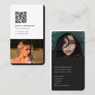 Simple modern personal photo QR code Business Card