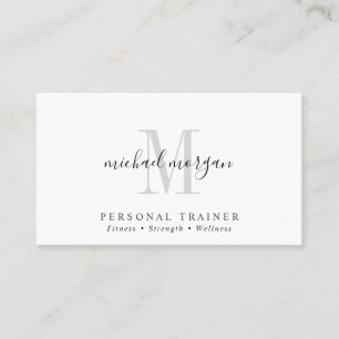 Simple Modern Personal Trainer Script Monogram Business Card
