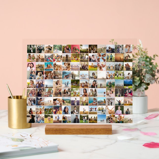 Simple Modern Personalised 108 Photo Collage Acrylic Sign (Wedding)