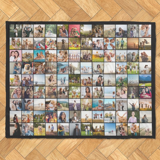 Simple Modern Personalised 108 Photo Collage Fleece Blanket (Creator Uploaded)
