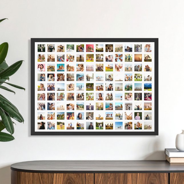Simple Modern Personalised 108 Photo Collage Poster (Creator Uploaded)