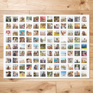 Simple Modern Personalised 108 Photo Collage Tablecloth