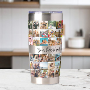 Simple Modern Personalised 72 Photo Collage Insulated Tumbler