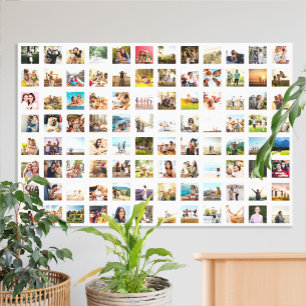Simple Modern Personalised 96 Photo Collage Canvas Print
