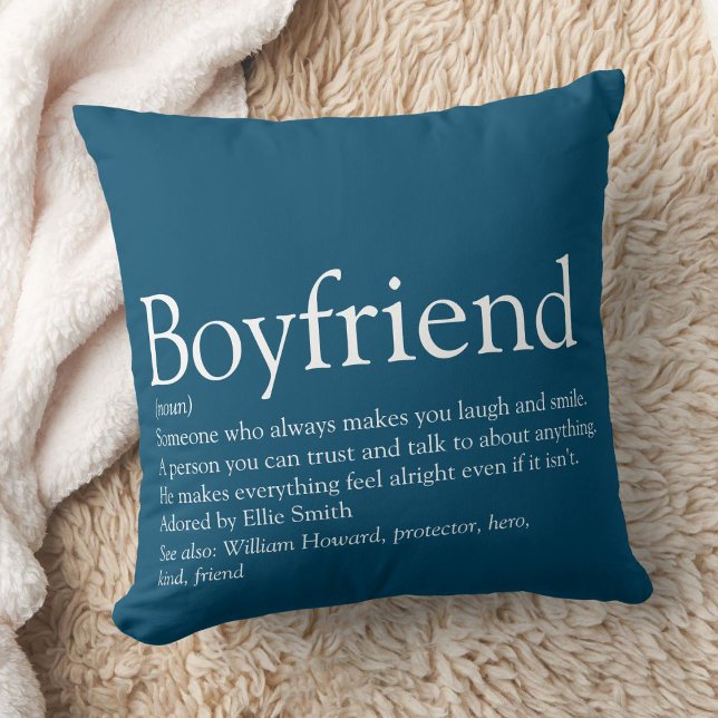 Simple Modern Personalised Boyfriend Definition Cushion (Simple Modern Personalized Boyfriend Definition Throw Pillow)