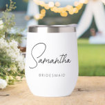 Simple Modern Personalised Bridesmaid Proposal<br><div class="desc">Looking for a chic, trendy, yet simple gift for your Bridesmaids? These modern thermal wine tumblers are a practical gift that they can use even after your wedding day fun! All text, including title and script names, can be changed. You can change the title to fit your wedding party! (ex....</div>
