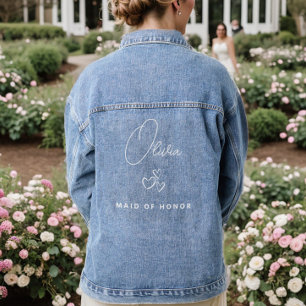 Simple Modern Personalised Bridesmaid Proposal Denim Jacket